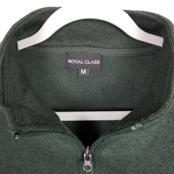 Royal Class Quarter Zip Fleece Sweater Men's Medium Green Marled Pullover‎ - Picture 2 of 8